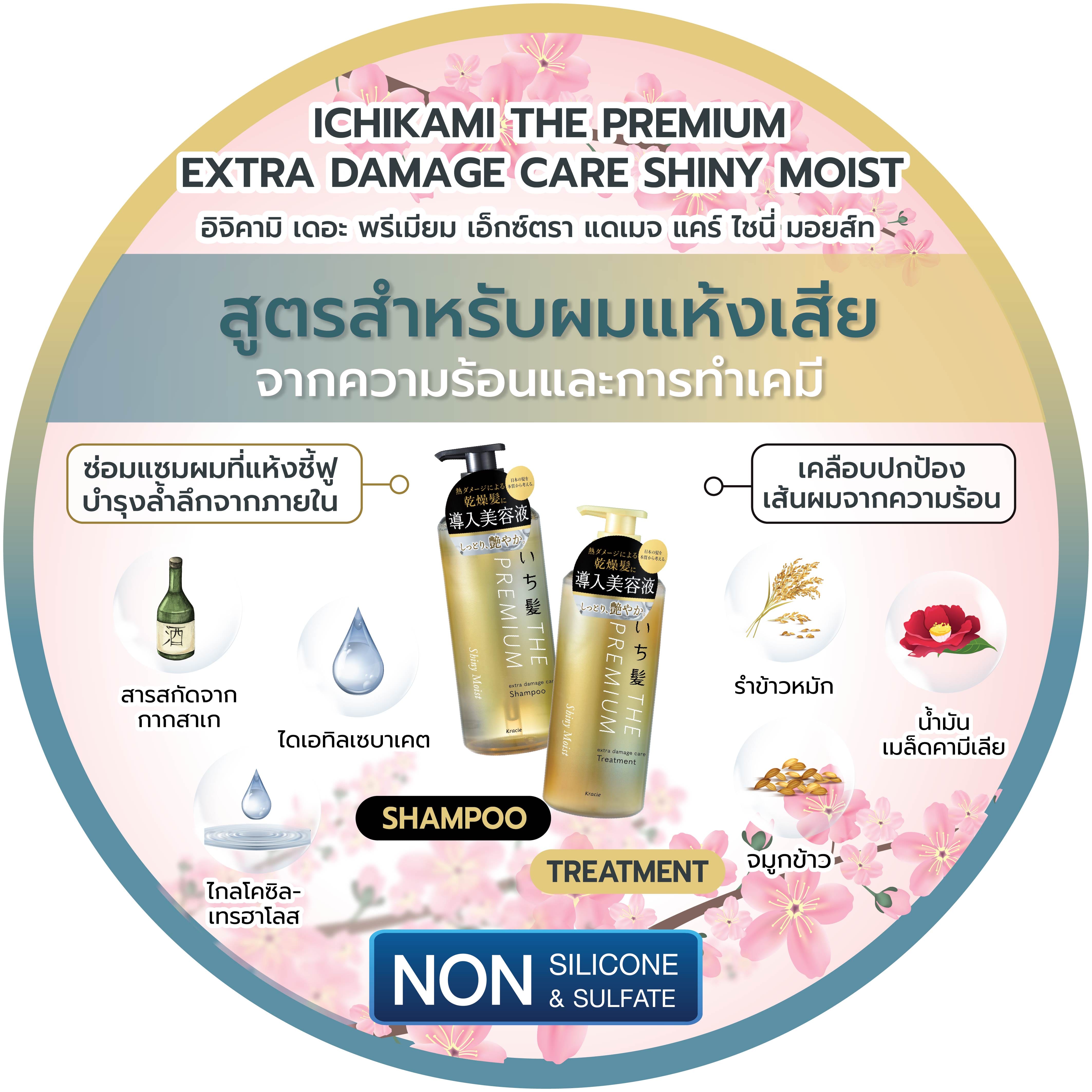 แชมพู ICHIKAMI เดอะ พรีเมียม เอ็กซ์ตรา แดเมจ แคร์ แชมพู ไชนี่ มอยส์ท 480 มล._3